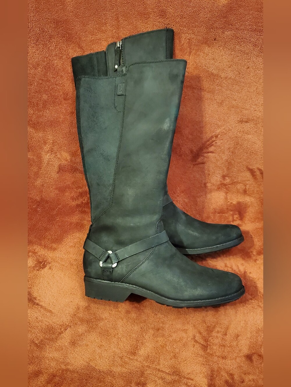 NEW TEVA Knee-High Black Leather Riding Boots